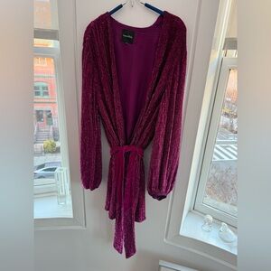 Retrofete Magenta Gabrielle Sequin Robe Wrap Dress